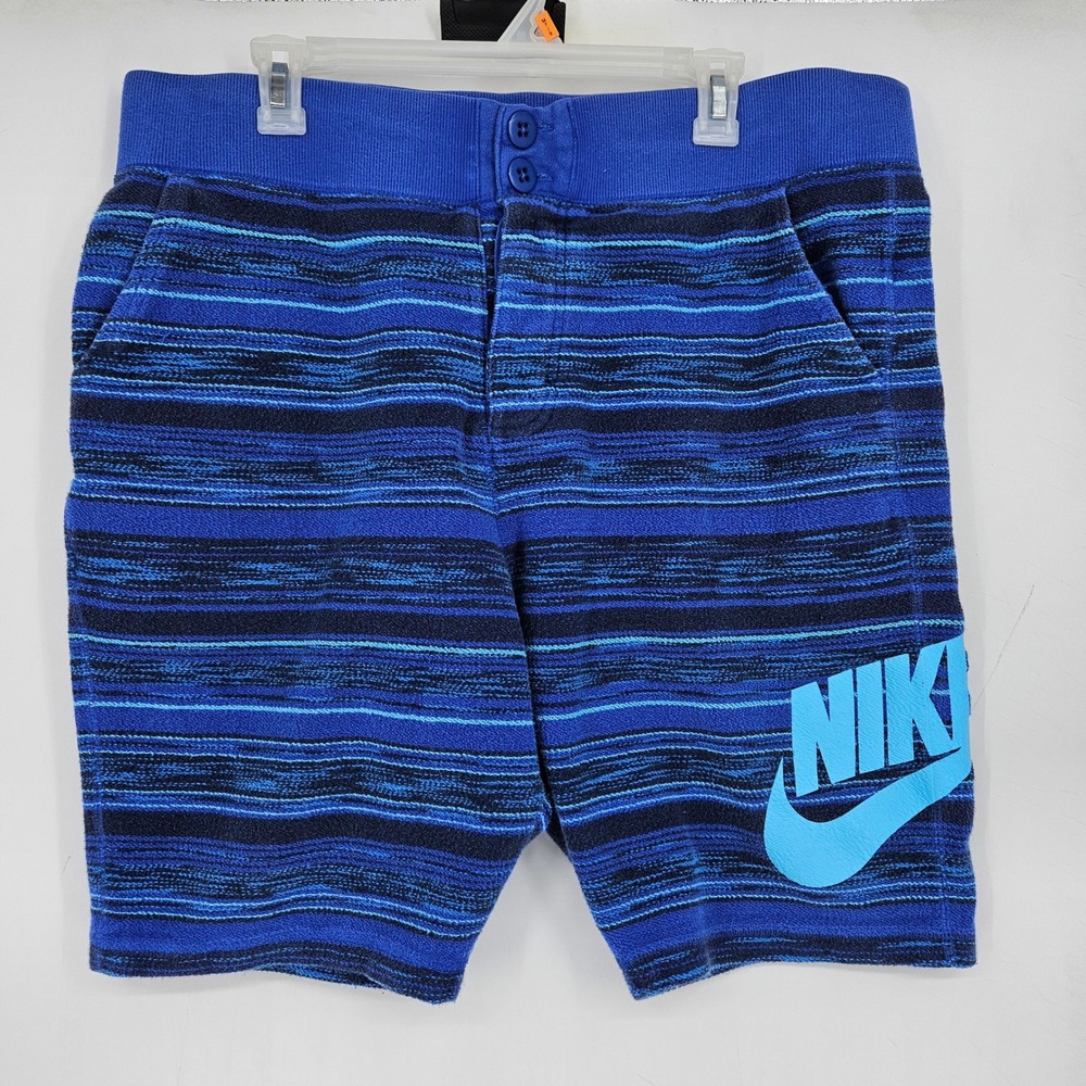 Nike Shorts Mens XL Sweats Athletic Blue‎ Striped French Terry FC Squad